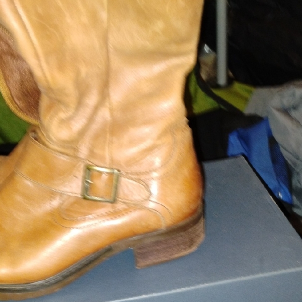 Nicole Riding Boots Leather Upper 9 Medium Side Zipper Buckle at the bottom.